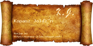 Kopasz Jolán névjegykártya